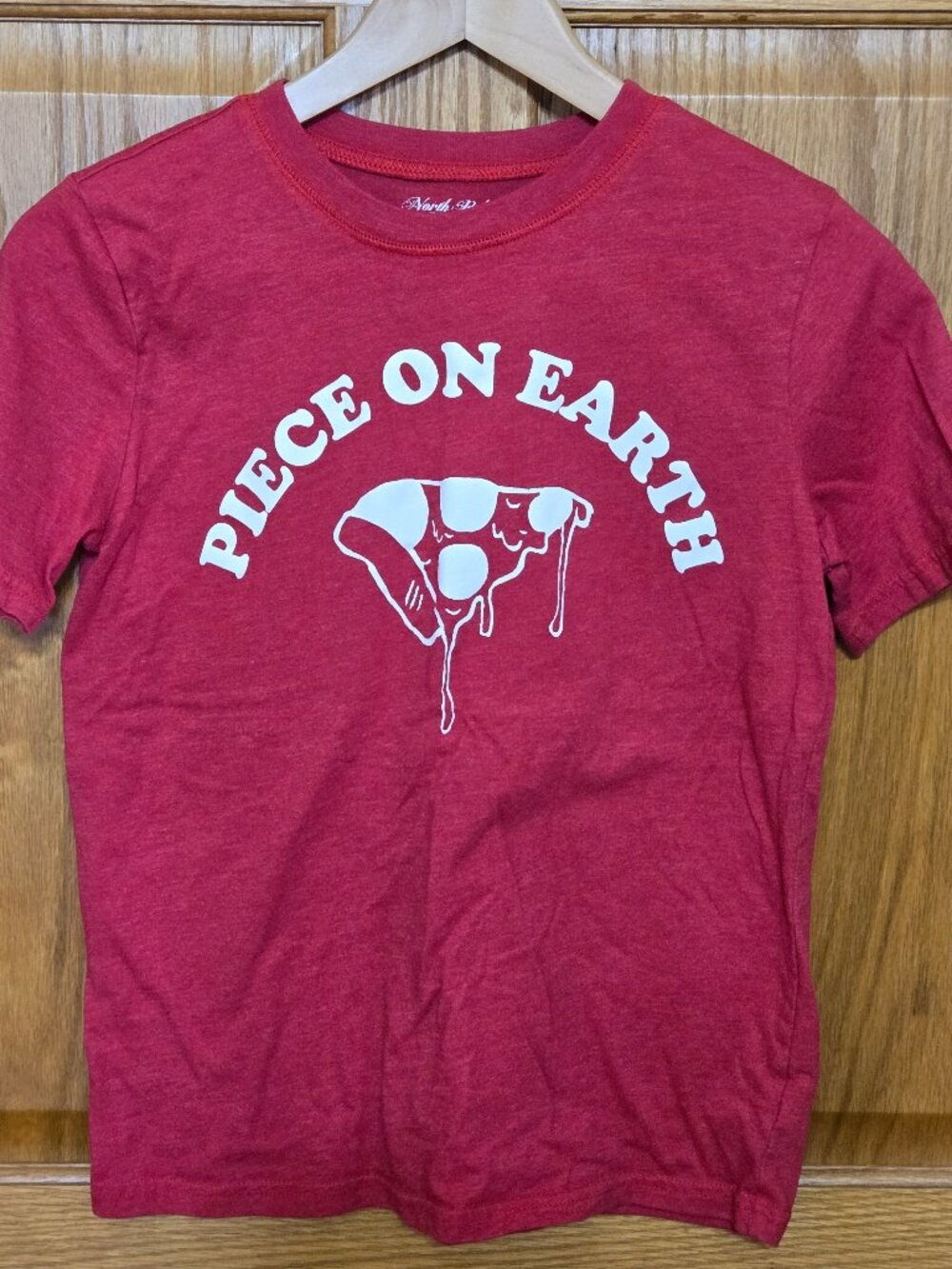 Kids funny tshirt red size l 14 pizza